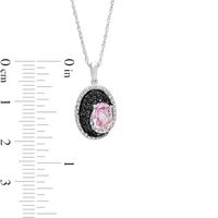 Oval lab-Created Pink Sapphire and 0.085 CT. T.W. White and Black Diamond Pendant in Sterling Silver|Peoples Jewellers