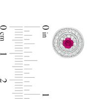 4.0mm Lab-Created Ruby and White Sapphire Double Frame Stud Earrings in Sterling Silver|Peoples Jewellers