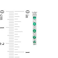 Alternating Lab-Created Emerald and White Sapphire Hoop Earrings in Sterling Silver|Peoples Jewellers