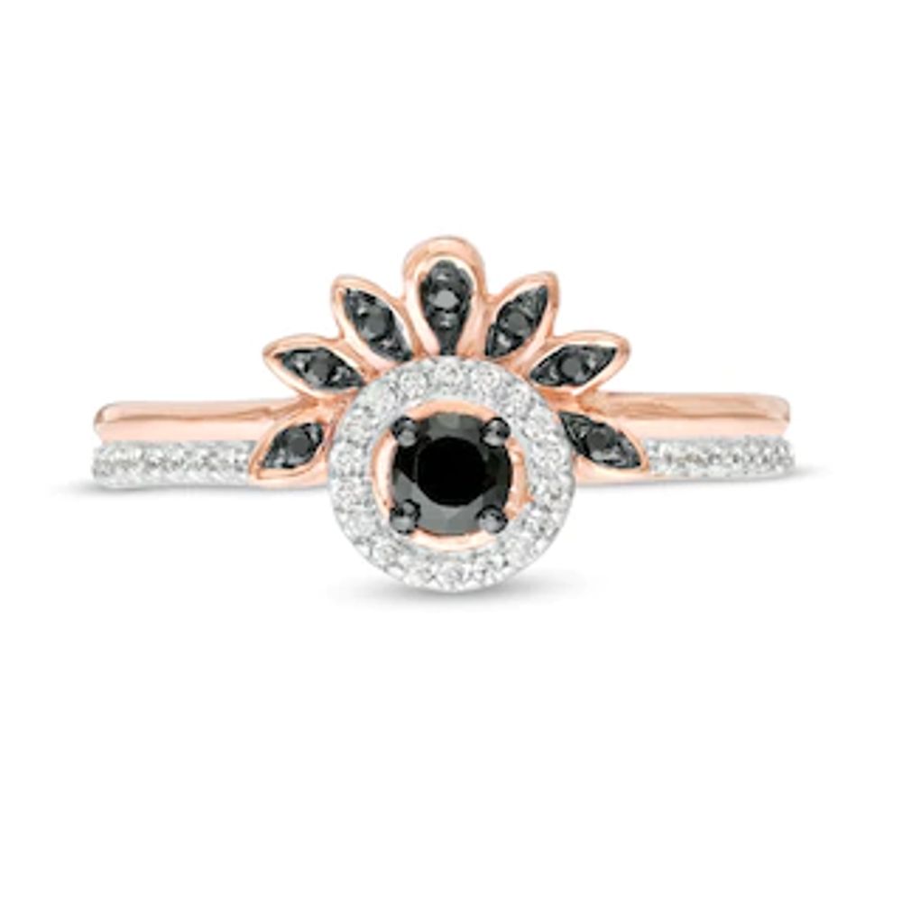 0.29 CT. T.W. Enhanced Black and White Diamond Frame Petal Ring in 10K Rose Gold|Peoples Jewellers