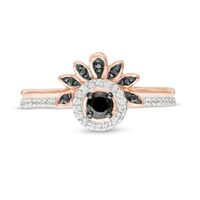 0.29 CT. T.W. Enhanced Black and White Diamond Frame Petal Ring in 10K Rose Gold|Peoples Jewellers