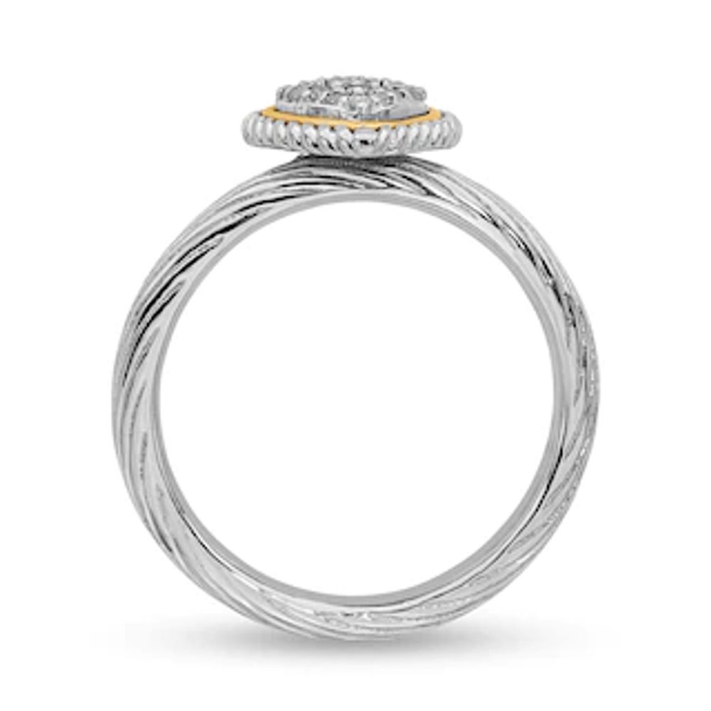 Stackable Expressions™ 0.09 CT. T.W. Composite Diamond Heart Ring in Sterling Silver and 14K Gold|Peoples Jewellers