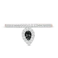 0.145 CT. T.W. Enhanced Black and White Diamond Pear-Shaped Frame Promise Ring in 10K Rose Gold|Peoples Jewellers