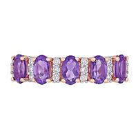 Oval Amethyst and 0.16 CT. T.W. Diamond Five Stone Ring in 14K Rose Gold|Peoples Jewellers