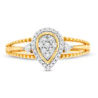 0.18 CT. T.W. Composite Diamond Pear-Shaped Frame Vintage-Style Split Shank Promise Ring in 10K Gold|Peoples Jewellers