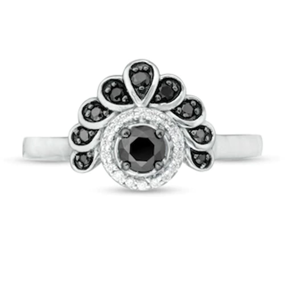 0.23 CT. T.W. Enhanced Black and White Diamond Frame Tiara Ring in 10K White Gold|Peoples Jewellers