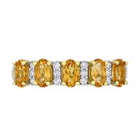 Oval Citrine and 0.16 CT. T.W. Diamond Five Stone Ring in 14K Gold|Peoples Jewellers