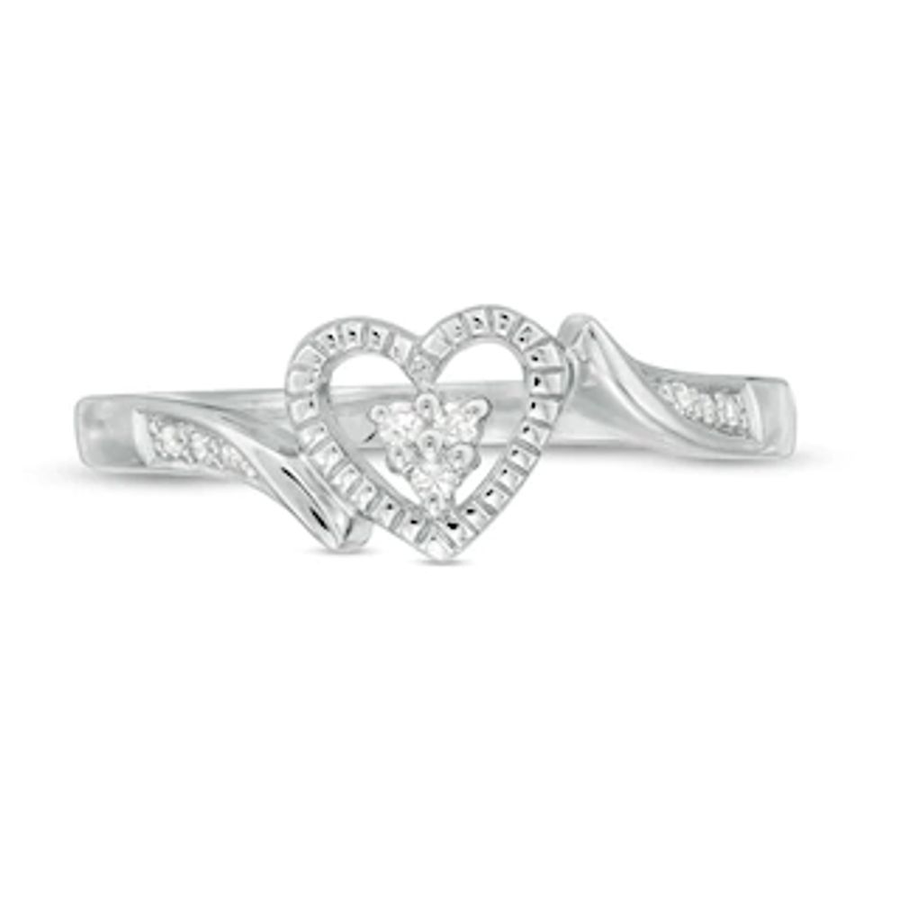 Peoples 0.05 CT. T.W. Diamond Heart-Shaped Bypass Promise Ring in Sterling  Silver, Peoples Jewellers