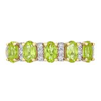 Oval Peridot and 0.16 CT. T.W. Diamond Five Stone Ring in 14K Gold|Peoples Jewellers