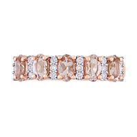 Oval Morganite and 0.16 CT. T.W. Diamond Five Stone Ring in 14K Rose Gold|Peoples Jewellers