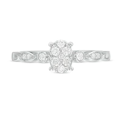 0.20 CT. T.W. Composite Diamond Oval Art Deco Promise Ring in 10K White Gold|Peoples Jewellers