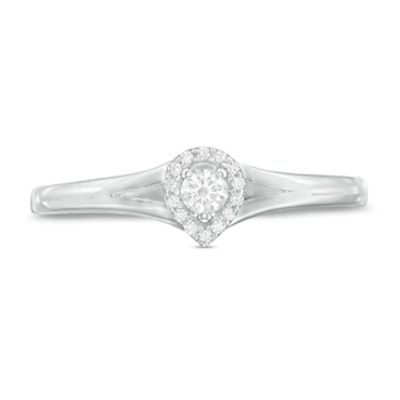 0.12 CT. T.W. Diamond Teardrop Frame Promise Ring in 10K White Gold|Peoples Jewellers