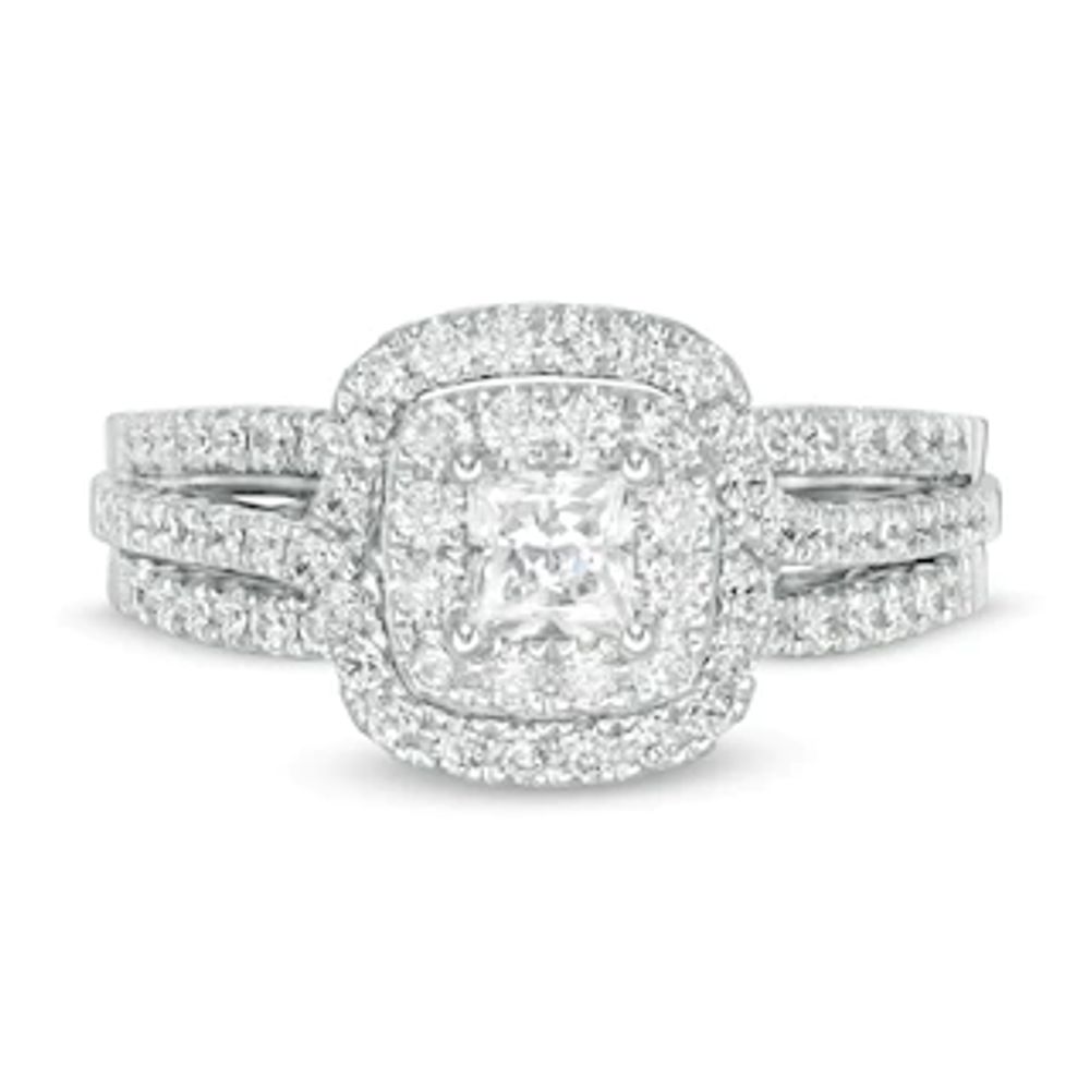 1.00 CT. T.W. Canadian Certified Princess-Cut Diamond Frame Multi-Row Engagement Ring in 10K White Gold (I/I1)|Peoples Jewellers