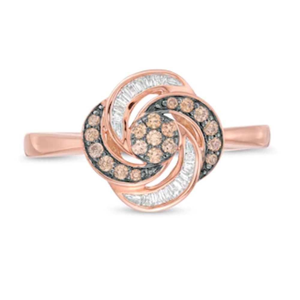 0.25 CT. T.W. Champagne and White Composite Diamond Orbit Frame Ring in 10K Rose Gold|Peoples Jewellers