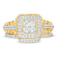 0.45 CT. T.W. Quad Diamond Octagonal Frame Bridal Set in 10K Gold|Peoples Jewellers