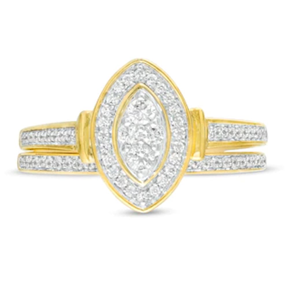 0.30 CT. T.W. Composite Diamond Marquise Frame Collar Bridal Set in 10K Gold|Peoples Jewellers