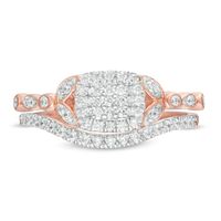 0.29 CT. T.W. Composite Diamond Cushion Frame Art Deco Bridal Set in 10K Rose Gold|Peoples Jewellers