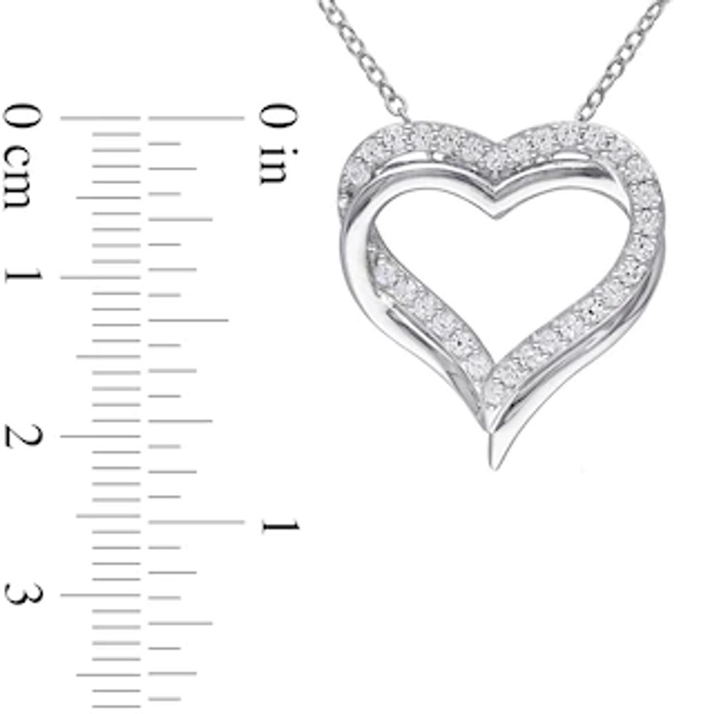 Lab-Created White Sapphire Interlocking Hearts Pendant in Sterling Silver|Peoples Jewellers