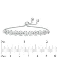 0.25 CT. T.W. Composite Diamond Flower Bolo Bracelet in Sterling Silver - 9.5"|Peoples Jewellers