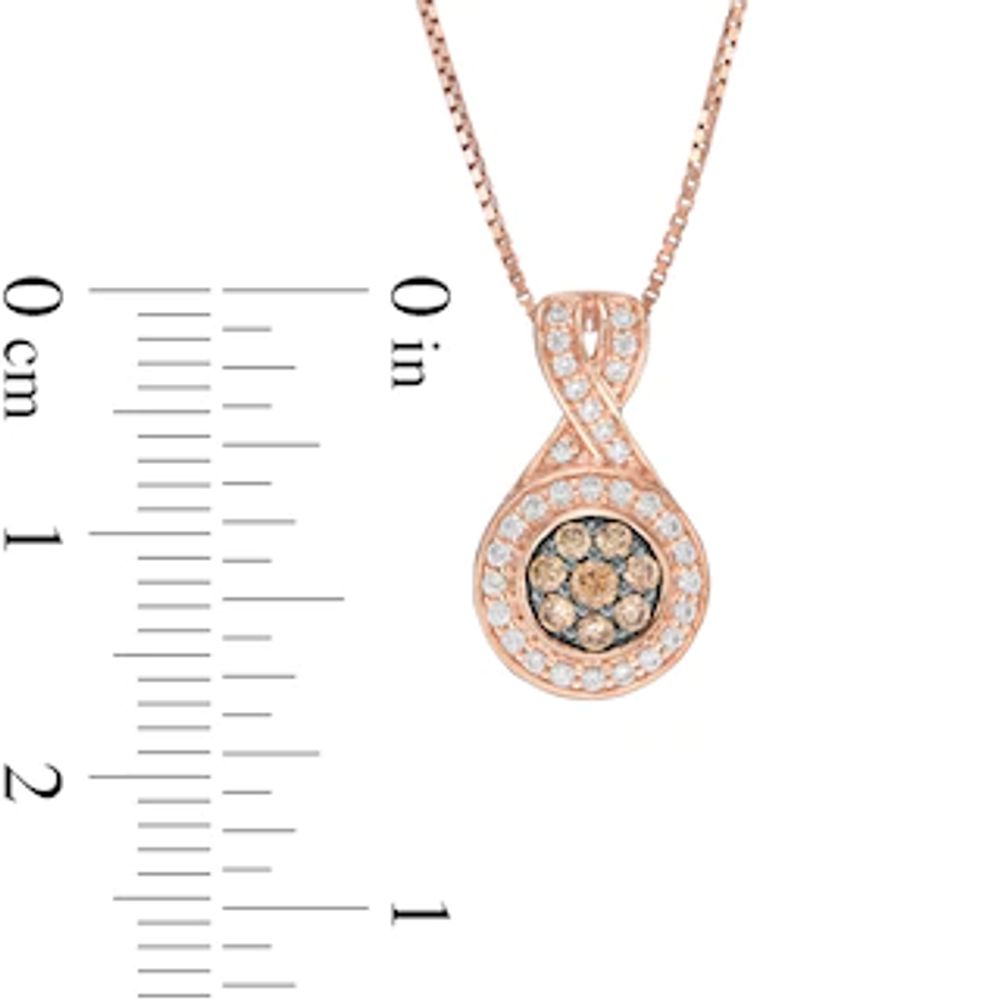 0.25 CT. T.W. Champagne and White Diamond Frame Pendant in 10K Rose Gold|Peoples Jewellers