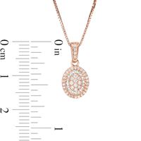 0.32 CT. T.W. Baguette and Round Composite Diamond Oval Frame Pendant in 10K Rose Gold|Peoples Jewellers