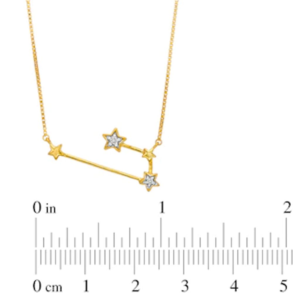 Diamond Accent Aries Constellation Necklace in Sterling Silver with14K Gold Plate|Peoples Jewellers
