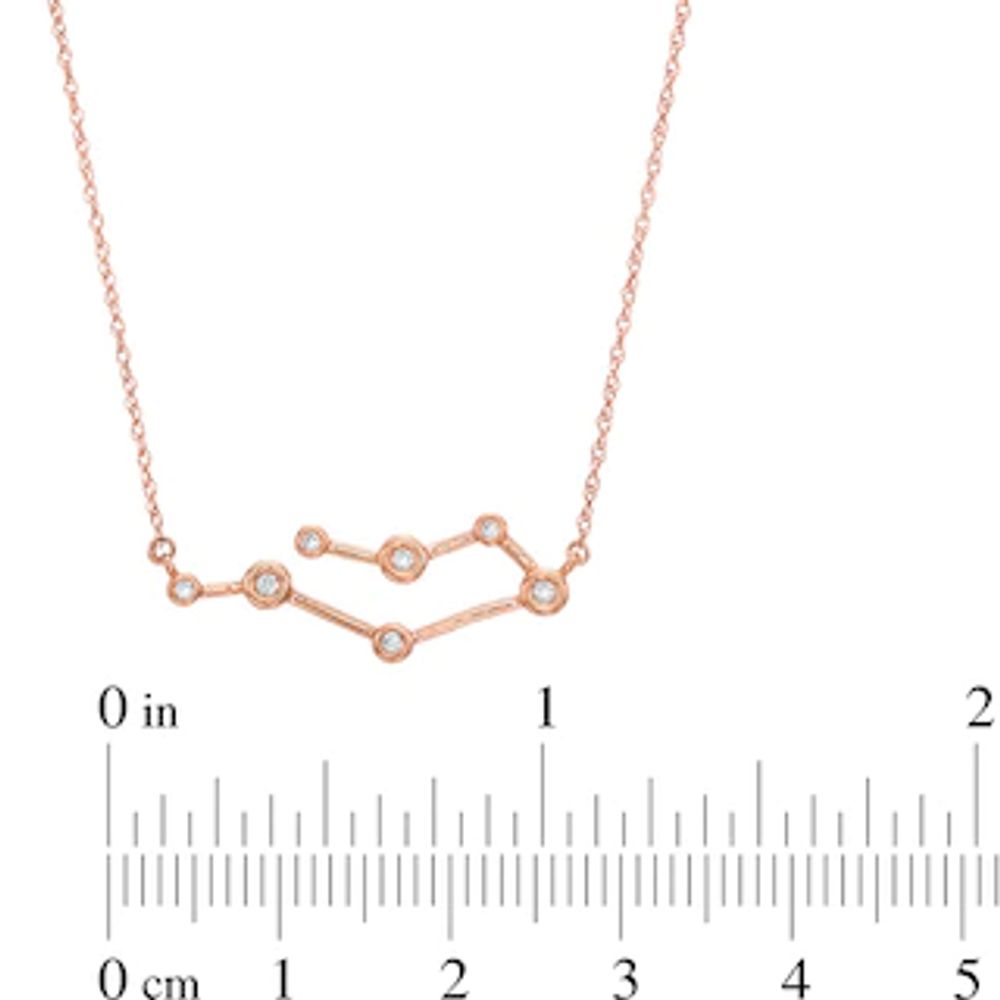0.04 CT. T.W. Diamond Gemini Constellation Bezel-Set Necklace in 10K Rose Gold|Peoples Jewellers