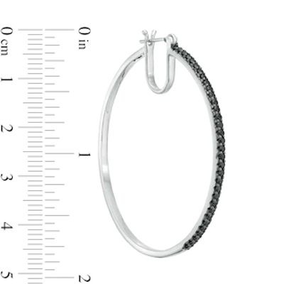 1.00 CT. T.W. Black Diamond Hoop Earrings in Sterling Silver|Peoples Jewellers