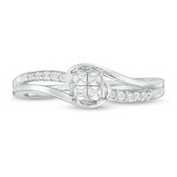 0.18 CT T.W. Quad Princess-Cut Diamond Swirl Promise Ring in 10K White Gold|Peoples Jewellers