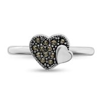 Stackable Expressions™ Marcasite Double Hearts Ring in Sterling Silver|Peoples Jewellers