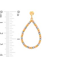 Diamond-Cut Beaded Open Teardrop Earrings in 14K Tri-Tone Gold|Peoples Jewellers