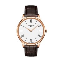 Men's Tissot Tradition Rose-Tone Strap Watch with White Dial (Model: T063.409.36.018.00)|Peoples Jewellers