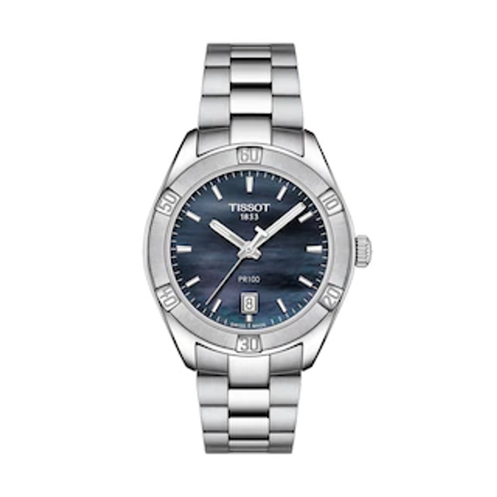 Ladies' Tissot PR 100 Sport Chic Watch with Black Mother-of-Pearl Dial (Model: T101.910.11.121.00)|Peoples Jewellers