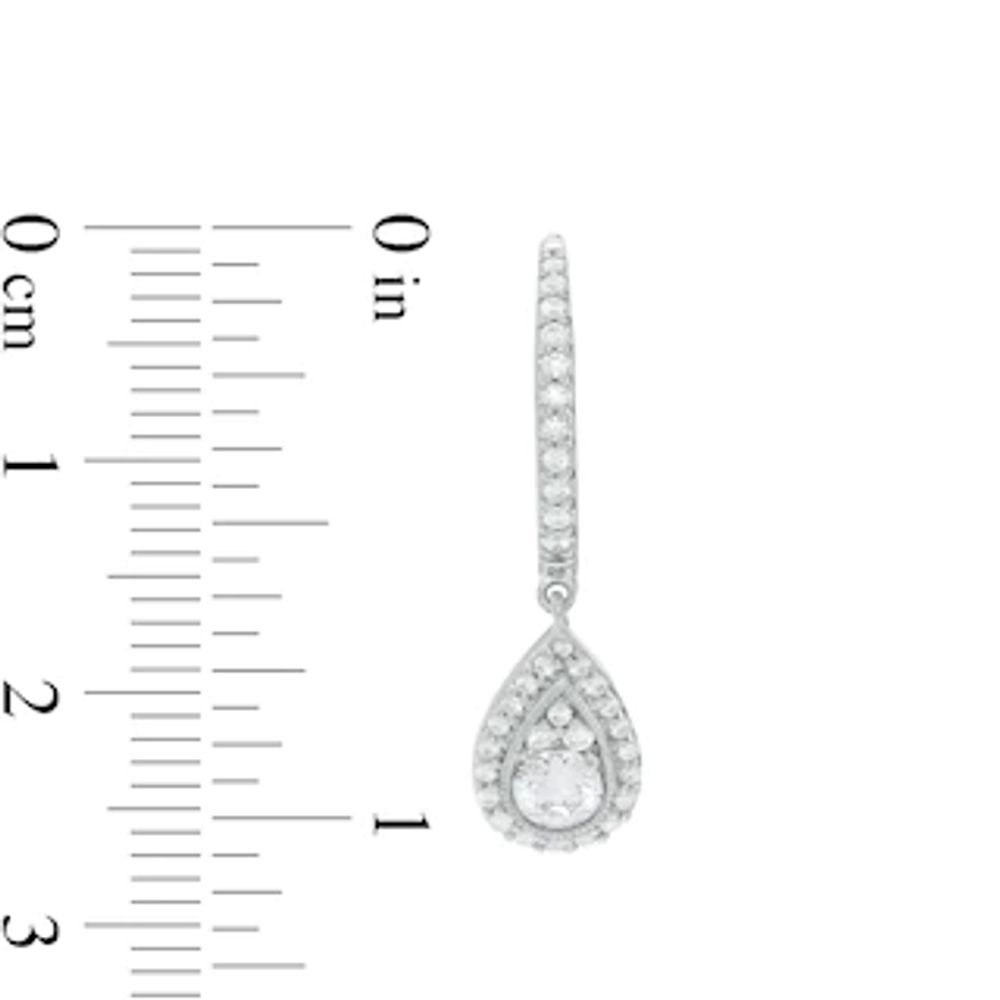 0.69 CT. T.W. Certified Diamond Pear-Shaped Frame Drop Earrings in 14K White Gold (I/I2)|Peoples Jewellers