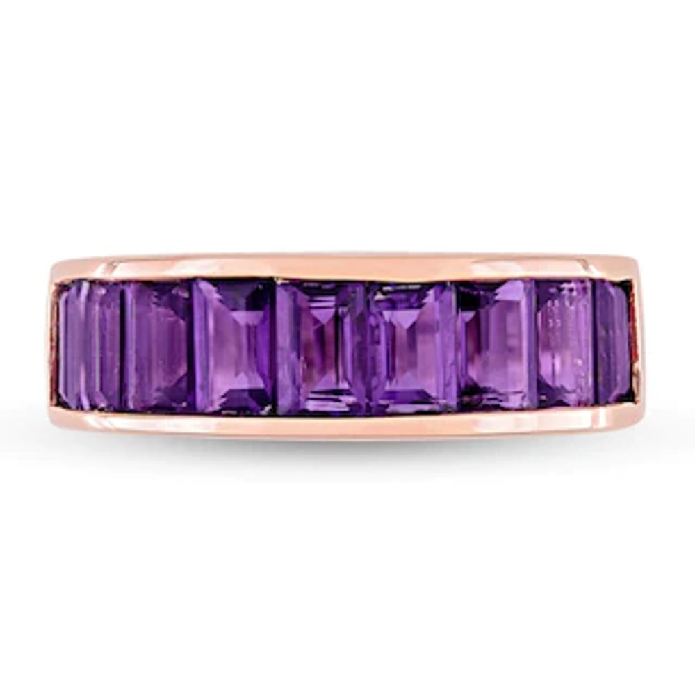 Baguette-Cut Amethyst Band in Sterling Silver with Rose Rhodium|Peoples Jewellers