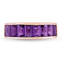 Baguette-Cut Amethyst Band in Sterling Silver with Rose Rhodium|Peoples Jewellers