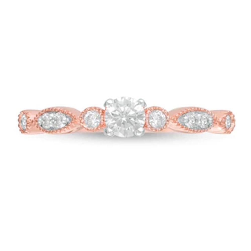 0.29 CT. T.W. Diamond Art Deco Vintage-Style Engagement Ring in 10K Rose Gold|Peoples Jewellers