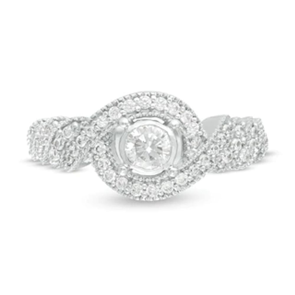 0.45 CT. T.W. Diamond Bypass Vintage-Style Engagement Ring in 10K White Gold|Peoples Jewellers