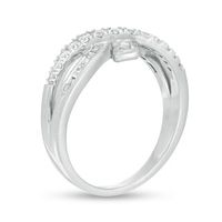 0.37 CT. T.W. Baguette and Round Diamond Bypass Crossover Ring in 10K Gold|Peoples Jewellers