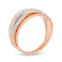 0.146 CT. T.W. Diamond Criss-Cross Concave Ring in 10K Rose Gold|Peoples Jewellers