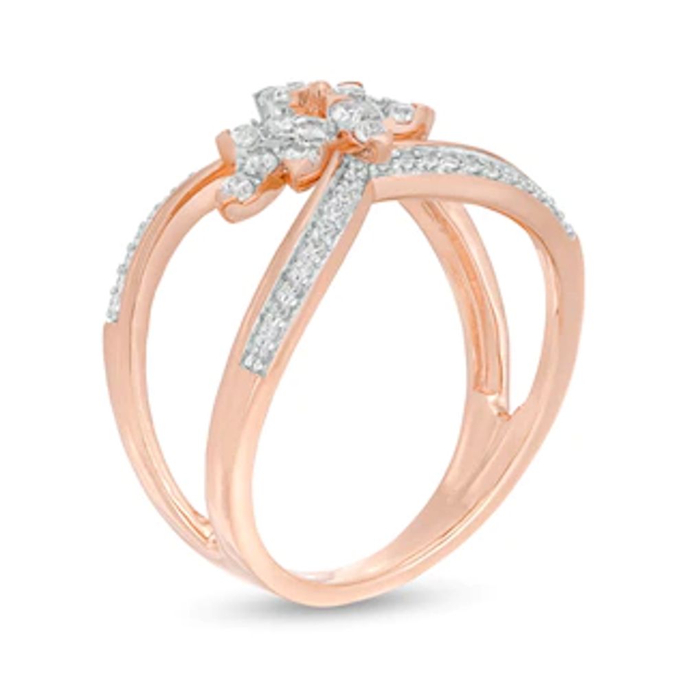 0.37 CT. T.W. Diamond Flower Open Shank Ring in 10K Rose Gold|Peoples Jewellers