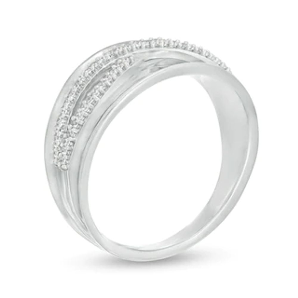 0.146 CT. T.W. Diamond Criss-Cross Concave Ring in 10K Gold|Peoples Jewellers