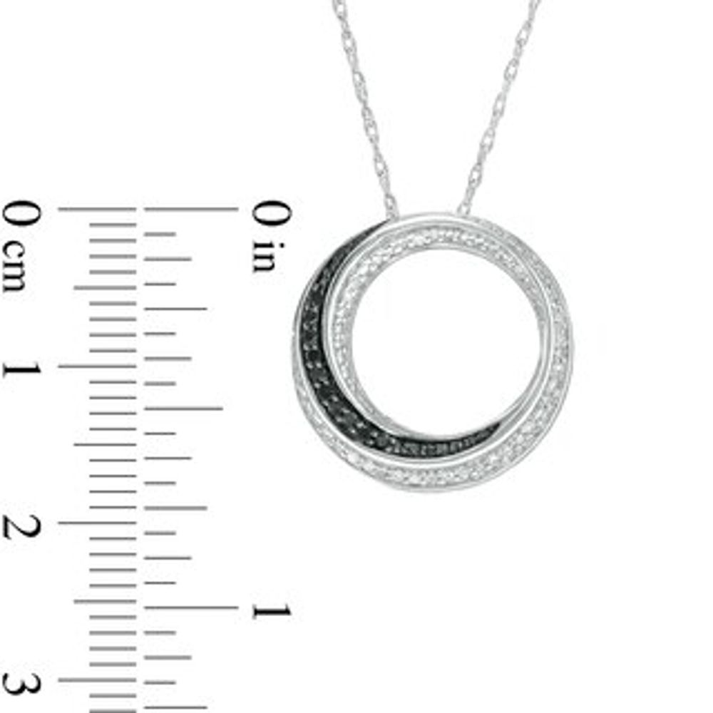 0.13 CT. T.W. Enhanced Black and White Diamond Circle Pendant in Sterling Silver|Peoples Jewellers