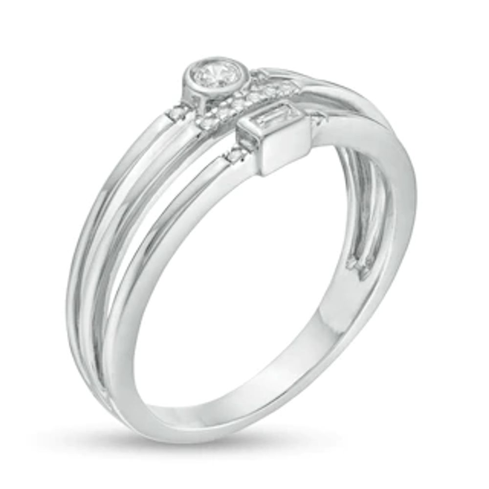 0.085 CT. T.W. Diamond Multi-Row Ring in 10K White Gold|Peoples Jewellers