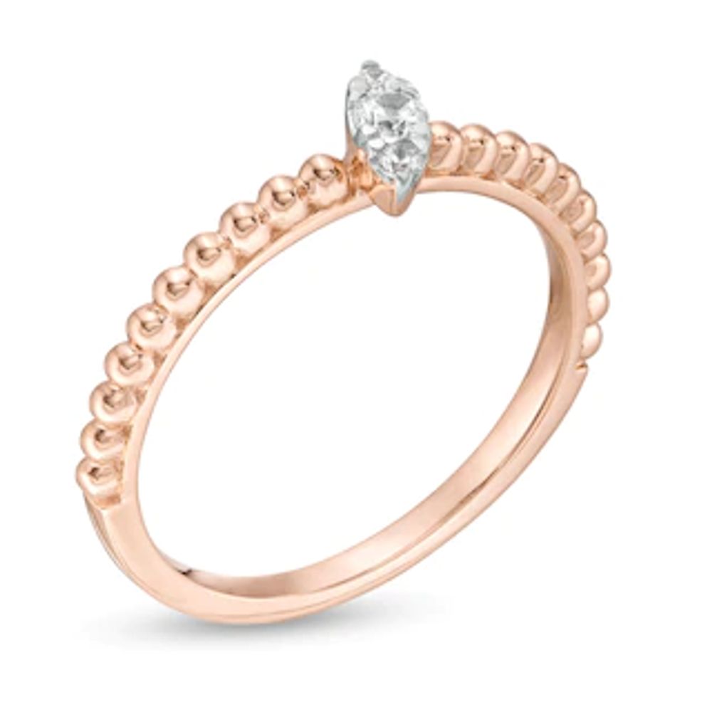 0.085 CT. T.W. Composite Diamond Slanted Marquise Beaded Shank Ring in 10K Rose Gold|Peoples Jewellers