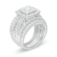 2.93 CT. T.W. Diamond Cushion Frame Three-Piece Bridal Set in 14K White Gold|Peoples Jewellers