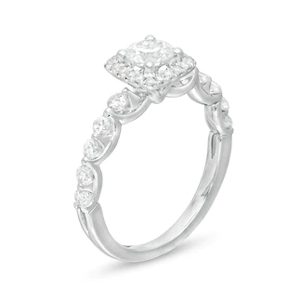 1.18 CT. T.W. Certified Canadian Diamond Cushion Frame Engagement Ring in 14K White Gold (I/I2)|Peoples Jewellers