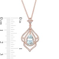 EFFY™ Collection Pear-Shaped Aquamarine and 0.28 CT. T.W. Diamond Frame Pendant in 14K Rose Gold|Peoples Jewellers