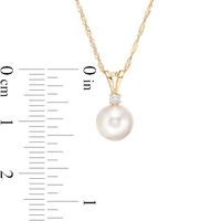 IMPERIAL® 7.5-8.0mm Akoya Cultured Pearl and Diamond Accent Pendant in 14K Gold|Peoples Jewellers