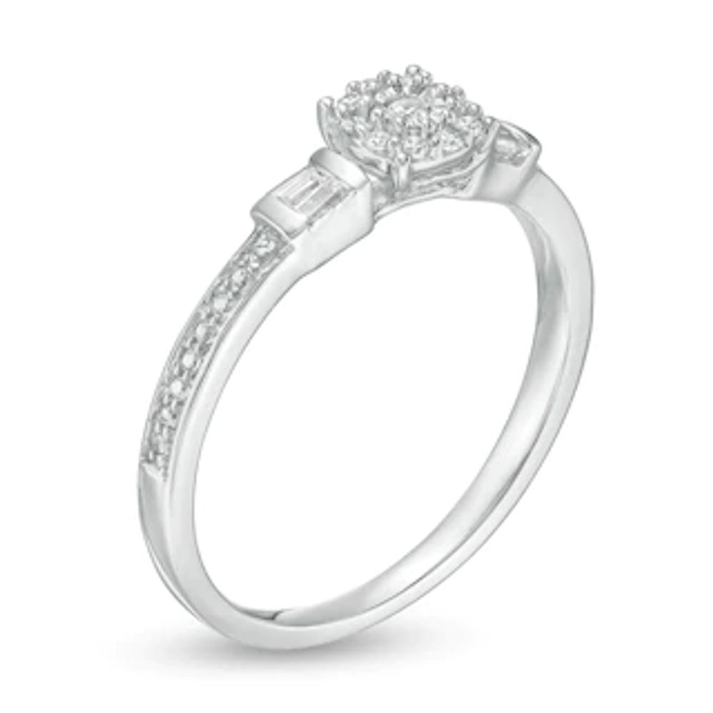 0.115 CT. T.W. Diamond Frame Collar Promise Ring in Sterling Silver|Peoples Jewellers
